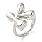 Initials Brass Open Cuff Ring for Women, Letter K, 16.5x16mm, Adjustable