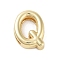 Rack Plating Brass Beads, for Personalized Name Necklace Making, Cadmium Free & Lead Free, Long-Lasting Plated, Real 18K Gold Plated, Letter Q, 14x11x4.5mm, Hole: 1.5x10.5mm