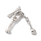 Brass Micro Pave Clear Cubic Zirconia Toggle Clasps, Branch, Platinum, 62mm, Bar: 6x17x3mm, Branch: 28x9x5mm