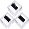 Acrylic Ring Displays, with Black Velvet, Square, Black, 4x4x1.9cm