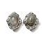 Natural Labradorite Multi-Strand Links, Flower, with Brass Micro Pave Cubic Zirconia Findings, Rack Plating, Lead Free & Cadmium Free, 21x17.5x9.5mm, Hole: 1.8mm