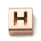 Ion Plating(IP) 304 Stainless Steel Square Slide Charms, Rose Gold, Letter H, 9x8x4mm, Hole: 3.5x8.5mm
