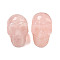 Halloween Natural Rose Quartz Skull Figurines, for Home Office Desktop Decoration, 28~30x23~25x26~27mm