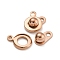 Ion Plating(IP) 201 Stainless Steel Snap Clasps, Round, Rose Gold, 15x9.5x5mm, Hole: 1mm and 2mm