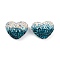 Gradient Color Heart Shaped Polymer Clay Rhinestone Beads, for DIY Phone Charms, Pen and Jewelry Making Supplies, Blue Zircon, 19x24x13mm, Hole: 1.8mm