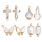 8pcs 4 styles Natural Pearl & Shell Connectors Charm & Pendant Findings Kits, Golden, 15~26.5x9~18.5x3~10mm, Hole: 0.8~1.8mm, 2pcs/style