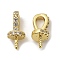 Rack Plating Brass Micro Pave Cubic Zirconia Cup Pearl Peg Bails Pin Pendants, For Half Drilled Beads, Cadmium Free & Lead Free, Long-Lasting Plated, Real 18K Gold Plated, 11.5x5x5mm, Hole: 3.5x2.5mm, Pin: 1.1mm