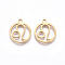 201 Stainless Steel Pendants, Manual Polishing, Ring with Twelve Constellations, Golden, Leo, 18x16x1.5mm, Hole: 1.6mm