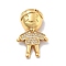 Brass Micro Pave Cubic Zirconia Pendants, Cadmium Free & Nickel Free & Lead Free, Skinny Boy Charms, Real 18K Gold Plated, 24.5x15.5x8.5mm, Hole: 2.5x2mm