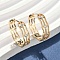 Brass Clear Cubic Zirconia Rectangle Hoop Earrings, Real 18K Gold Plated, 21x22.5x5.5mm