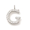 304 Stainless Steel Micro Pave Cubic Zirconia Pendants, Letter A~Z Charms, Letter G, 13.5x10.5x2mm, Hole: 2mm