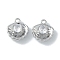 Brass Charms, with Clear Glass, Shell Shape, Real Platinum Plated, 11x10x4mm, Hole: 1.2mm