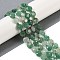 Natural Green Strawberry Quartz Beads Strands, Faceted Pentagonal Cut, Flat Round, with Seed Beads, 10~10.5x5~6mm, Hole: 1mm, about 32~33pcs/strand, 15.75''(40cm)