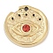304 Stainless Steel Rhinestone Charms, Flat Round with Eye Charm, Real 14K Gold Plated, 12.5x2.5mm, Hole: 1mm