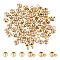 60Pcs 2 Style Brass Beads, with Silicone inside, Slider Beads, Long-Lasting Plated, Rondelle, Golden, 3~5x2.5~3mm, Hole: 0.6mm, 30pcs/style