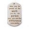 Non-Tarnish 201 Stainless Steel Pendants, Work Message Charms, Oval with Word Charms, Stainless Steel Color, 49x28x2mm, Hole: 3mm
