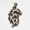 304 Stainless Steel Big Pendants, Dragon, Antique Bronze, 53x30x3mm, Hole: 7x9mm