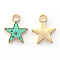 Alloy Enamel Charms, Star, Light Gold, Spring Green, 12x10x2mm, Hole: 1.6mm
