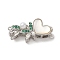 Brass Micro Pave Cubic Zirconia Box Clasps, with Shell and ABS Imitation Pearl, Long-lasting Plated, 2-Strand, 4-Hole, Real Platinum Plated, 27mm, Hole: 1mm