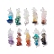 10Pcs 10 Styles Gradient Color Mixed Gemstone Chip Connector Charms, with 304 Stainless Steel Double Loops, Stainless Steel Color, 36.5x9.5x8mm, Hole: 1.4~2mm, 1pc/style