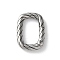 316 Stainless Steel Spring Gate Rings, Textured Rectangle, Stainless Steel Color, 21x15x3mm