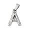Non-Tarnish 304 Stainless Steel Pendants, Bamboo Style, Stainless Steel Color, Letter.A, 18.5x15x3mm, Hole: 3x7mm