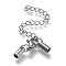 Tarnish Resistant 304 Stainless Steel Curb Chain Extender, with Cord Ends and Lobster Claw Clasps, Stainless Steel Color, 33mm long, chain extender: 53mm, cord ends: 8.9x3.4mm