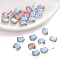 10Pcs Electroplate Glass Beads, Cat, Blue, 10x8mm, Hole: 1mm