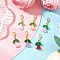 Flower Transparent Glass Pendant Decorations, with Zinc Alloy Lobster Claw Clasps, Golden, 35mm