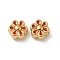 Ion Plating(IP) 304 Stainless Steel Beads, with Enamel, Real 18K Gold Plated, Flower, FireBrick, 9x9x5mm, Hole: 1.2mm