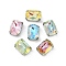 Brass Glass Rhinestone Sew on Rhinestones, Rectangle, Faceted, Mixed Color, Golden, 14x10x7mm, Hole: 0.8mm