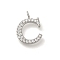 304 Stainless Steel Micro Pave Cubic Zirconia Pendants, Letter A~Z Charms, Letter C, 13x10x2mm, Hole: 1.8mm