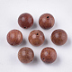 天然梨の木ビーズ  染色されていない  ラウンド  サドルブラウン  10mm  穴：1.5mm  約960個/500g WOOD-S053-08-1