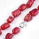 Sea Bamboo Coral(Imitation Coral) Beaded Necklaces NJEW-S414-39-2