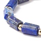 Natural Lapis Lazuli Column Beaded Stretch Bracelet BJEW-JB08596-03-4