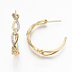 Brass Micro Pave Clear Cubic Zirconia Half Hoop Earrings KK-R117-052-NF-3
