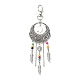 Filet/toile tissé avec décorations pendantes en alliage de style tibétain en plumes HJEW-JM00812-1