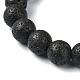 Bracciale elasticizzato con perline rotonde in agata craquelé tinta naturale e roccia lavica BJEW-TA00444-01-4