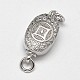Oval with Coin Electroplated Sterling Silver Micro Pave Cubic Zirconia Box Clasps STER-N015-13-1