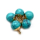 Synthetic Turquoise Round Charms with Golden Plated Metal Findings PW-WG96610-01-1