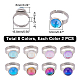 Dicosmetic 16pcs 8 colores medio redondo k9 anillo ajustable de vidrio RJEW-DC0001-13-2