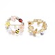 Flat Round with Butterfly Bee Flower Enamel Pin with Rhinestone JEWB-N007-070-2