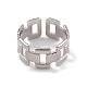 304 Stainless Steel Hollow Out Rectangle Open Cuff Rings for Women RJEW-G285-55P-2