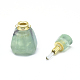 多面的な天然蛍石の開閉可能な香水瓶ペンダント  真鍮のパーツとガラスのエッセンシャルオイルのボトル  33~37x18~22mm  穴：0.8mm  ガラス瓶容量：3ml（0.101液量オンス）  宝石の容量：1ml（0.03液量オンス） G-E556-11C-3