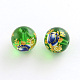 Flower Picture Transparent Glass Round Beads GFB-R004-14mm-Q15-1
