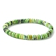 Natural Serpentine Jade Flat Round Beaded Stretch Bracelets BJEW-JB09439-1