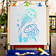 GORGECRAFT Jellyfish Stencil 30×21cm Marine Life Stencils Seaweed Ocean Theme Templates Reusable Sign Square Stencil Hollow Out Drawing Template for Painting on Wood Wall Scrapbooking Card Floor DIY-WH0284-013-5