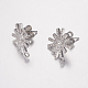 Brass Micro Pave Cubic Zirconia Stud Earring Findings ZIRC-G122-57P-RS-1