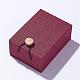 黄麻布とベルベットのペンダントネックレスボックス  正方形  暗赤色  10.5x7.6x4.3cm OBOX-D004-01-1