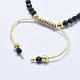 Bracelets de perles tressées en tourmaline noire naturelle BJEW-I258-G03-2
